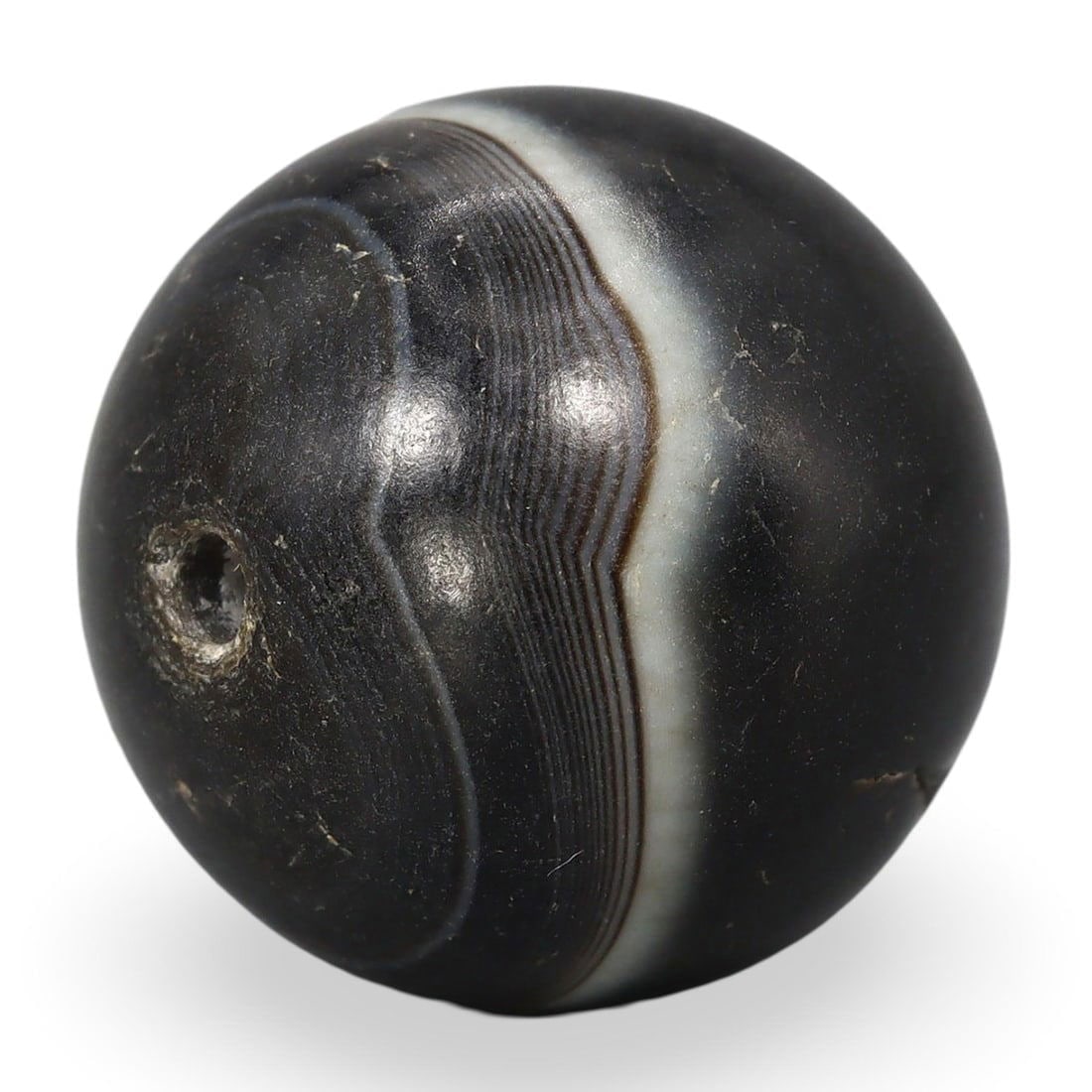 Ancient Medieval Sino-Tibetan Single Stripe Guru dZi Agate Bead, 8th-12th Century (1 of 2)