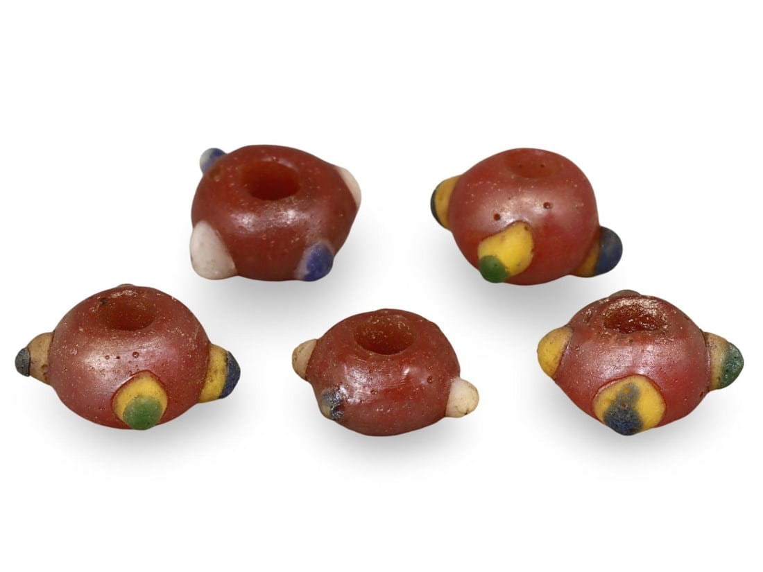 Ancient Carthaginian Stratified Knobbed Eye Glass Beads, 3rd-1st Century BC: [No Reserve] Welcome to Auction 29 - No Reserve Tribal Treasures & Collector Beads! This special auction offers an incredible selection of collectible beads and tribal jewelry, all with no reserve. Ev