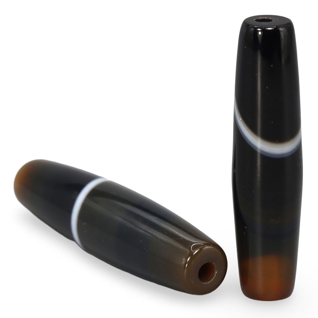 Post Medieval Sino-Tibetan Single Stripe Chung Dzi Beads, 20th Century (1 of 1)