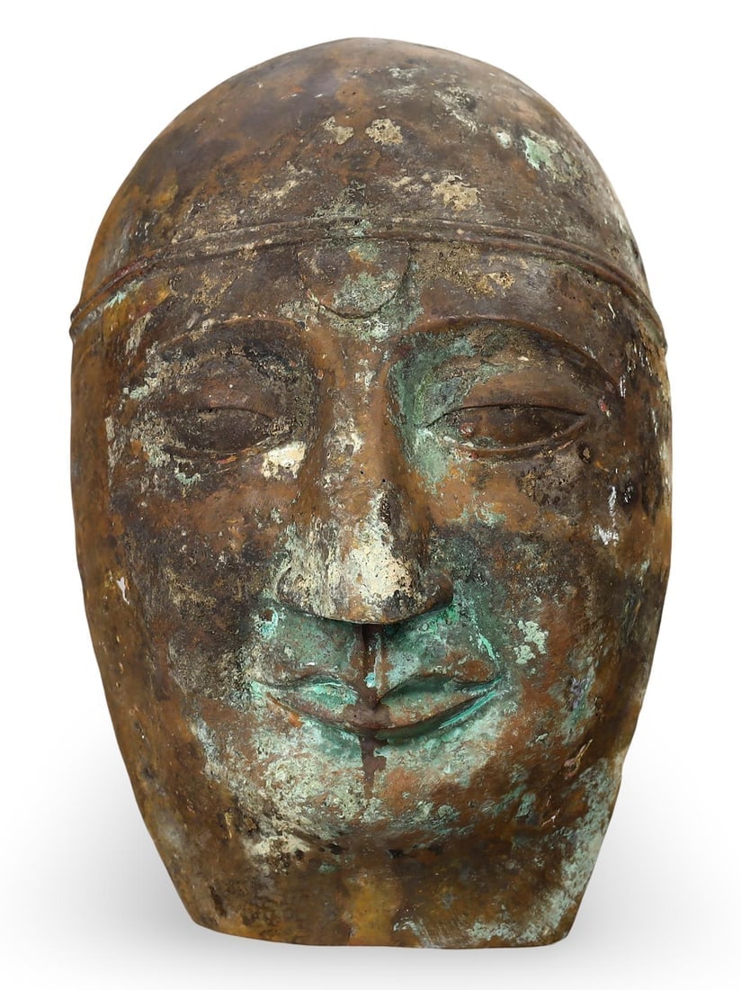Ancient Central Asian Nomadic Tribal Bronze Ceremonial Mask, 11th-14th Century AD (1 of 2)