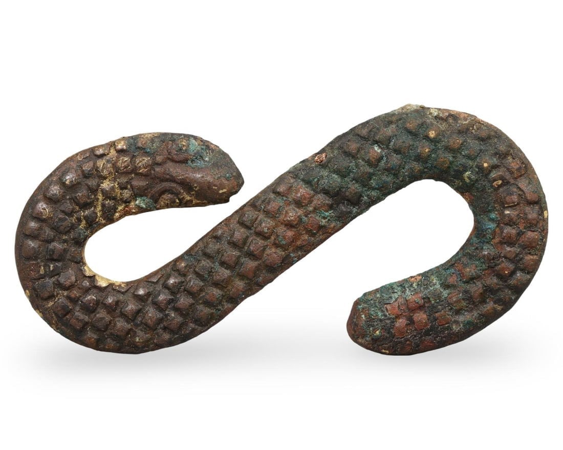 Post Medieval European Snake Bronze Buckle Strap Fitting, 17th-18th Century (1 of 3)