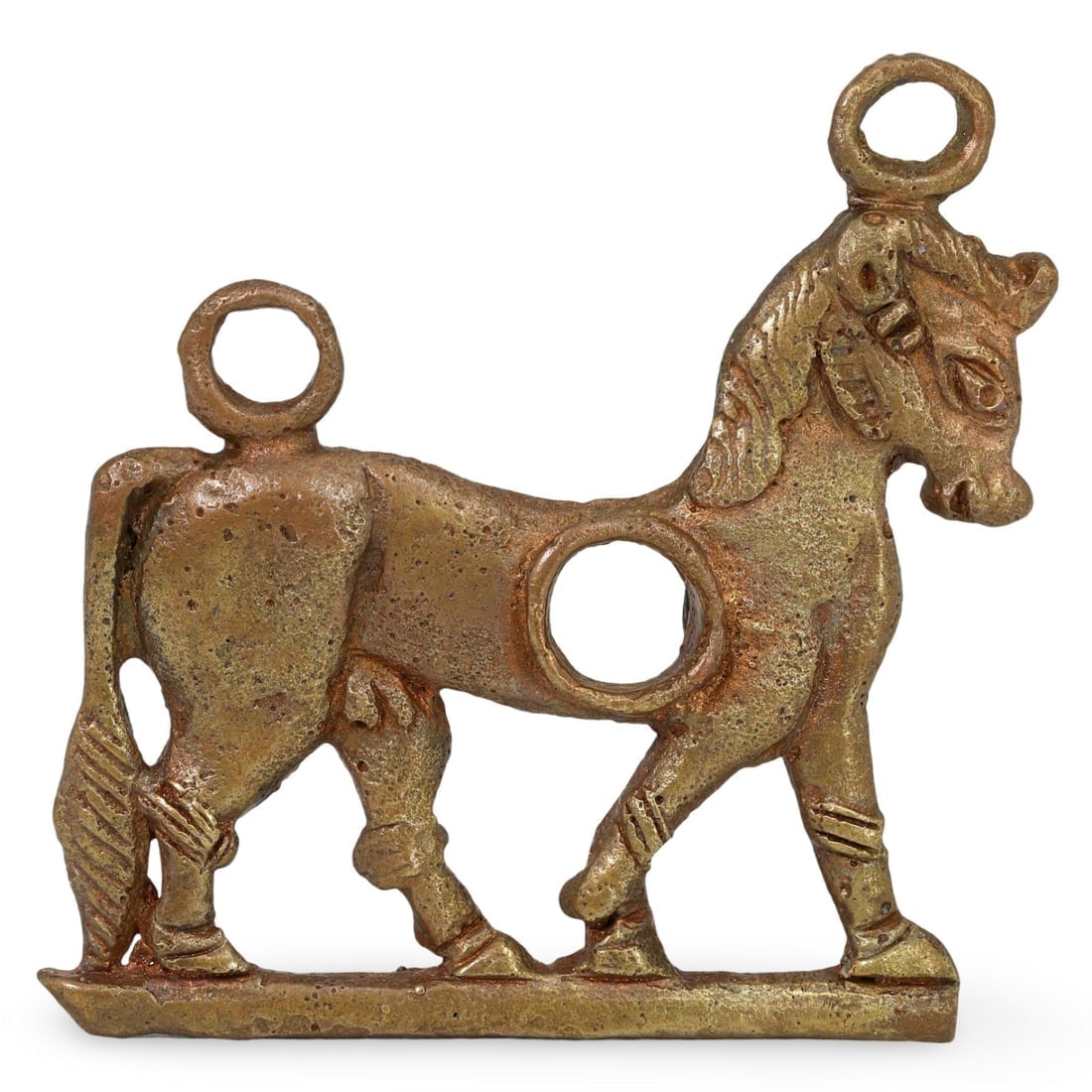 Ancient Late Medieval Sino-Siberian Bronze Horse Belt Buckle, 13th-16th Century (1 of 2)