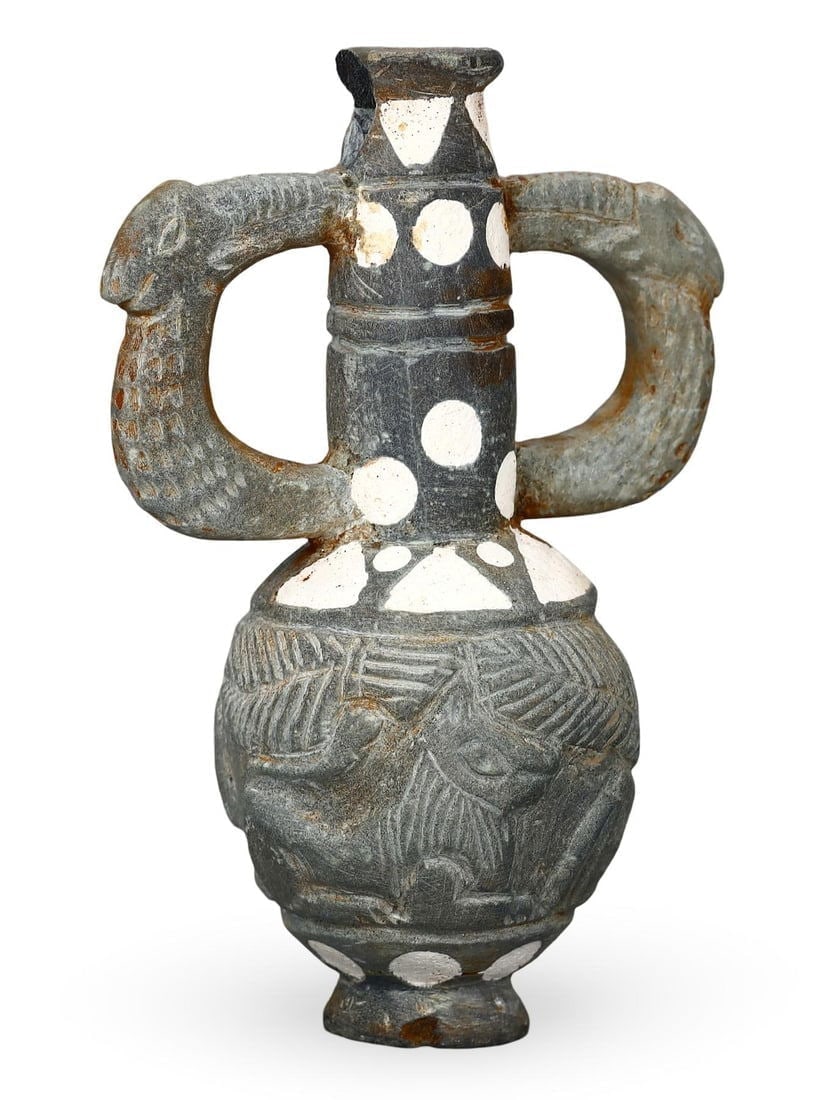 Ancient Late Medieval Sino-Siberian Stone Carved Vessel, 14th-15th Century (1 of 3)