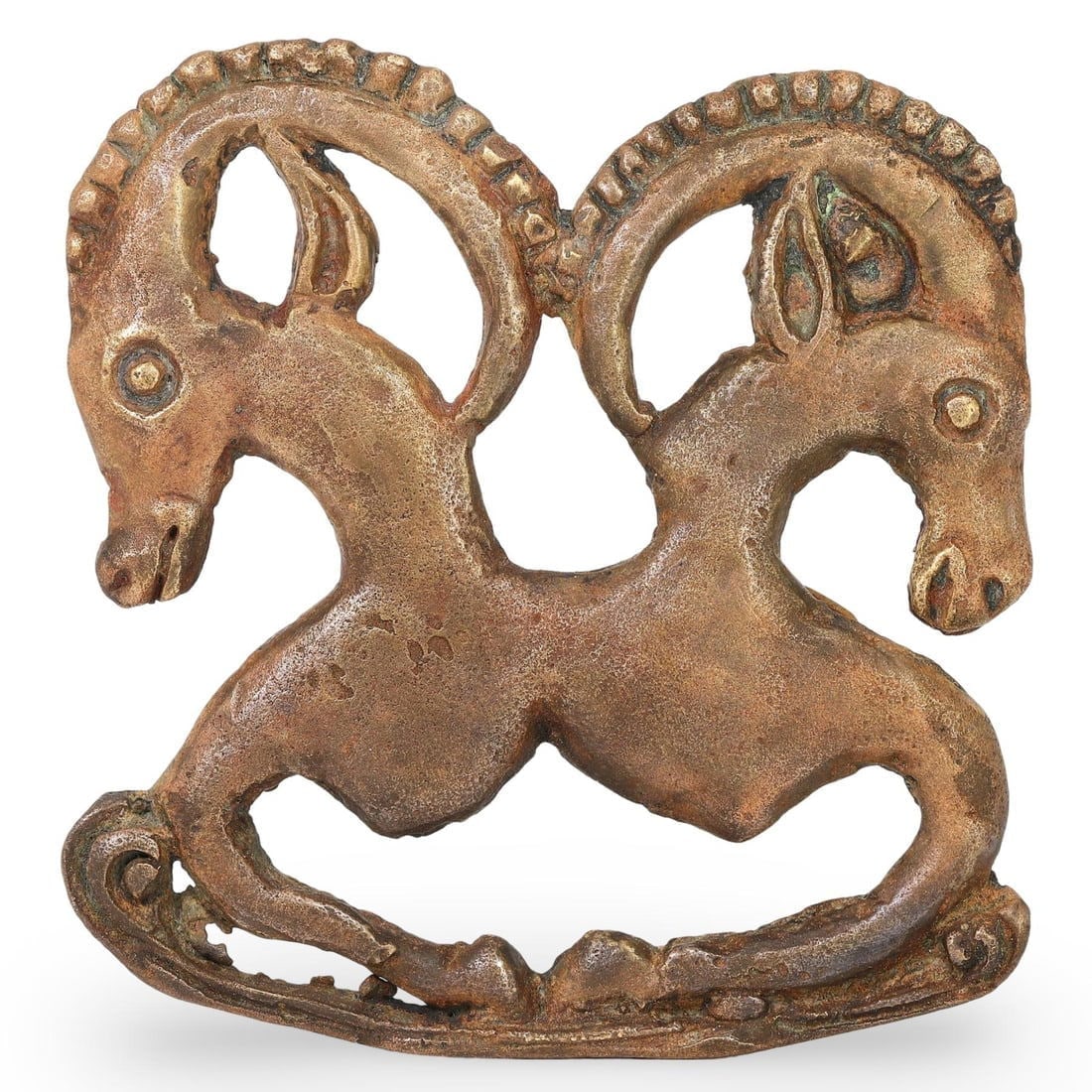 Ancient Middle Medieval Indo-Scythian Bronze Belt Buckle, 11th-13th Century: Ancient Middle Medieval Indo-Scythian Bronze Belt Buckle, 11th-13th Century