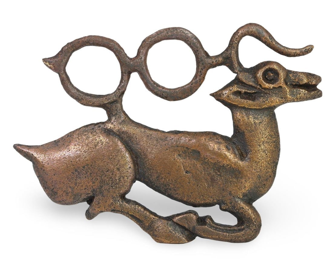 Ancient Middle Medieval Indo-Scythian Bronze Belt Buckle, 11th-13th Century: Ancient Middle Medieval Indo-Scythian Bronze Belt Buckle, 11th-13th Century