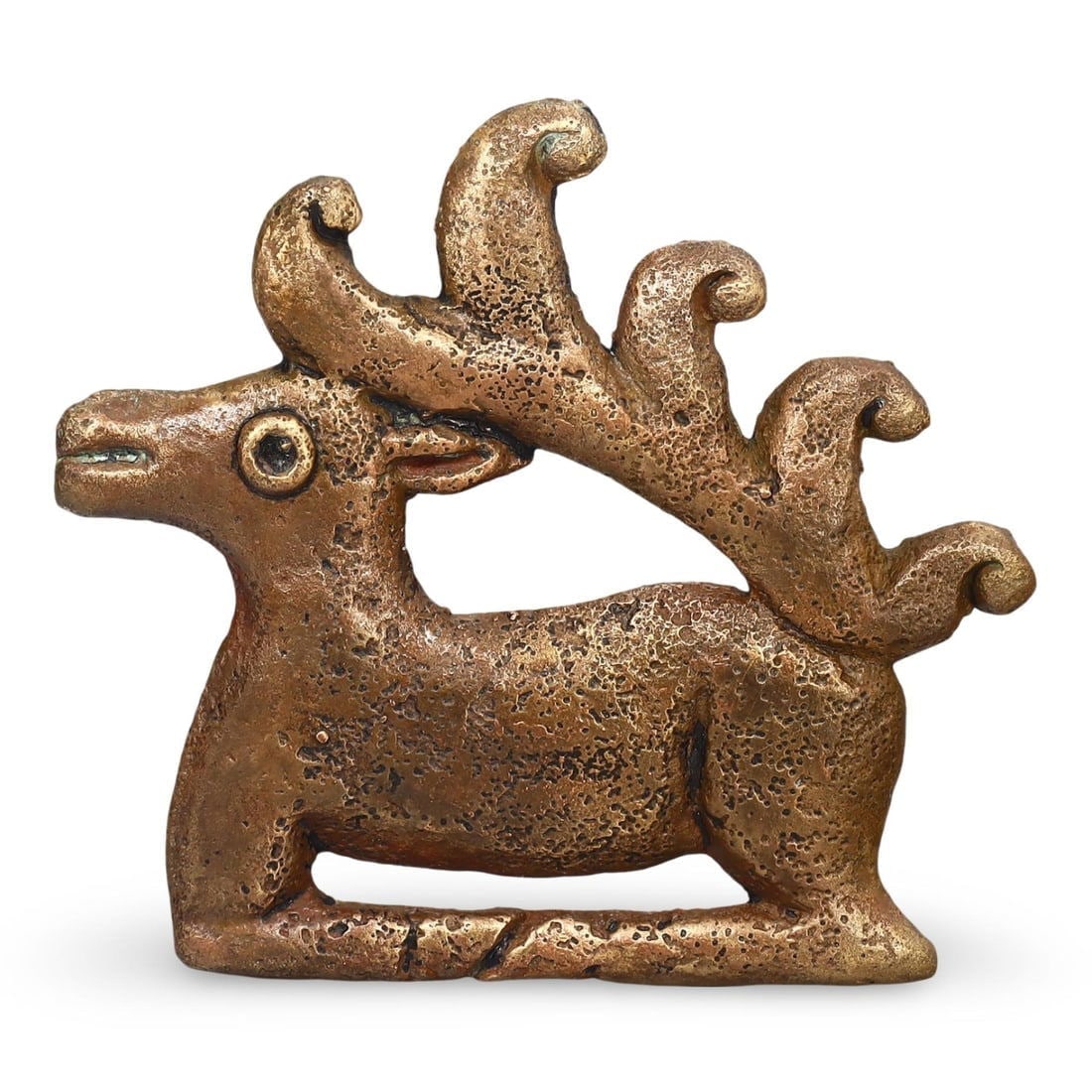 Ancient Medieval Mongol Empire Bronze Gazelle Plaque, 12th-15th Century: Ancient Medieval Mongol Empire Bronze Gazelle Plaque, 12th-15th Century