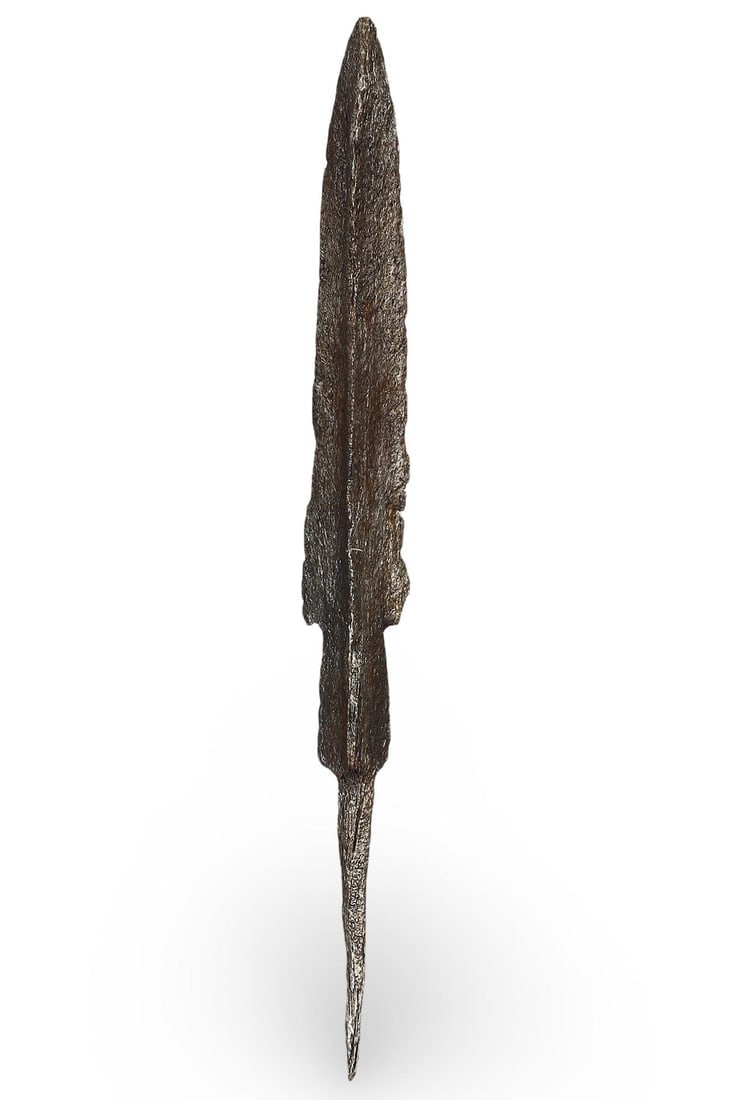 Ancient Medieval Germanic Tribe Tanged Trilobate Bladed Iron Arrowhead, 5th-7th Century AD: Ancient Medieval Germanic Tribe Tanged Trilobate Bladed Iron Arrowhead, 5th-7th Century AD