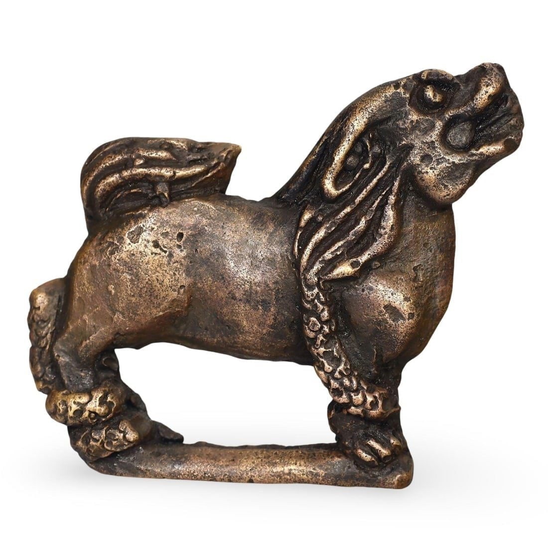 Ancient Medieval Mongol Empire Bronze Lion Plaque, 12th-15th Century (1 of 2)