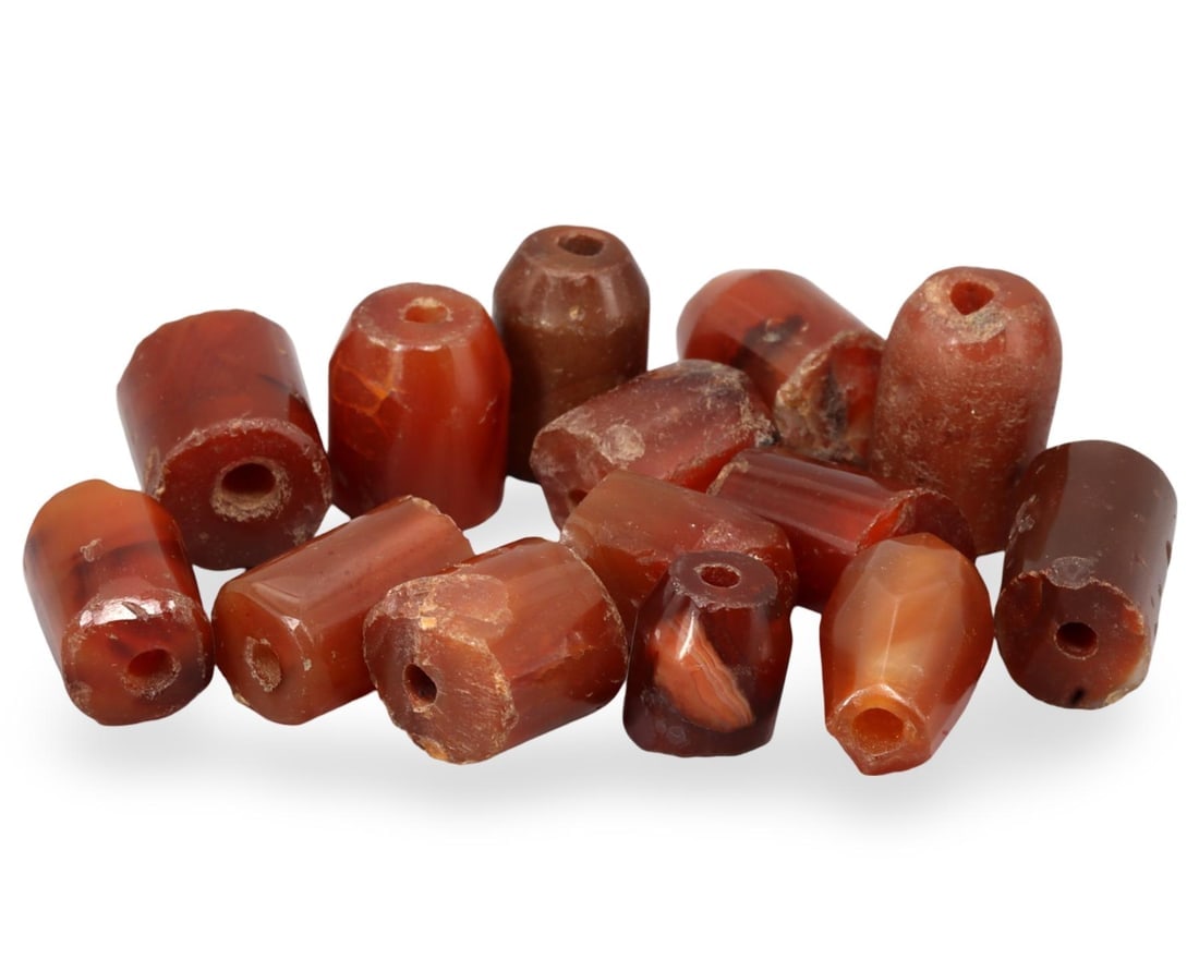 Antique African Tribal EdoCarved Carnelian Trade Beads: Antique African Tribal EdoCarved Carnelian Trade Beads