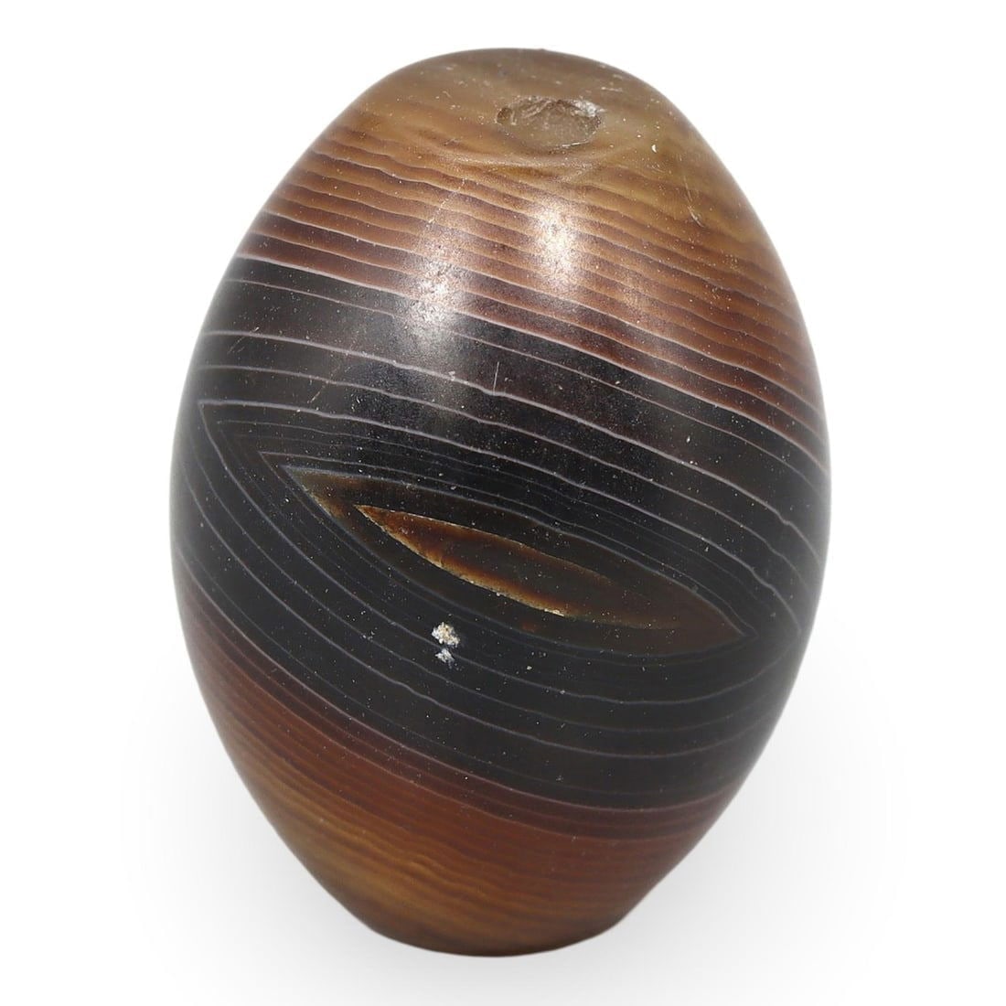 Post Medieval Oriental Chinese Qing Dynasty Banded Agate Bead, 16th-19th Century: Post Medieval Oriental Chinese Qing Dynasty Banded Agate Bead, 16th-19th Century
