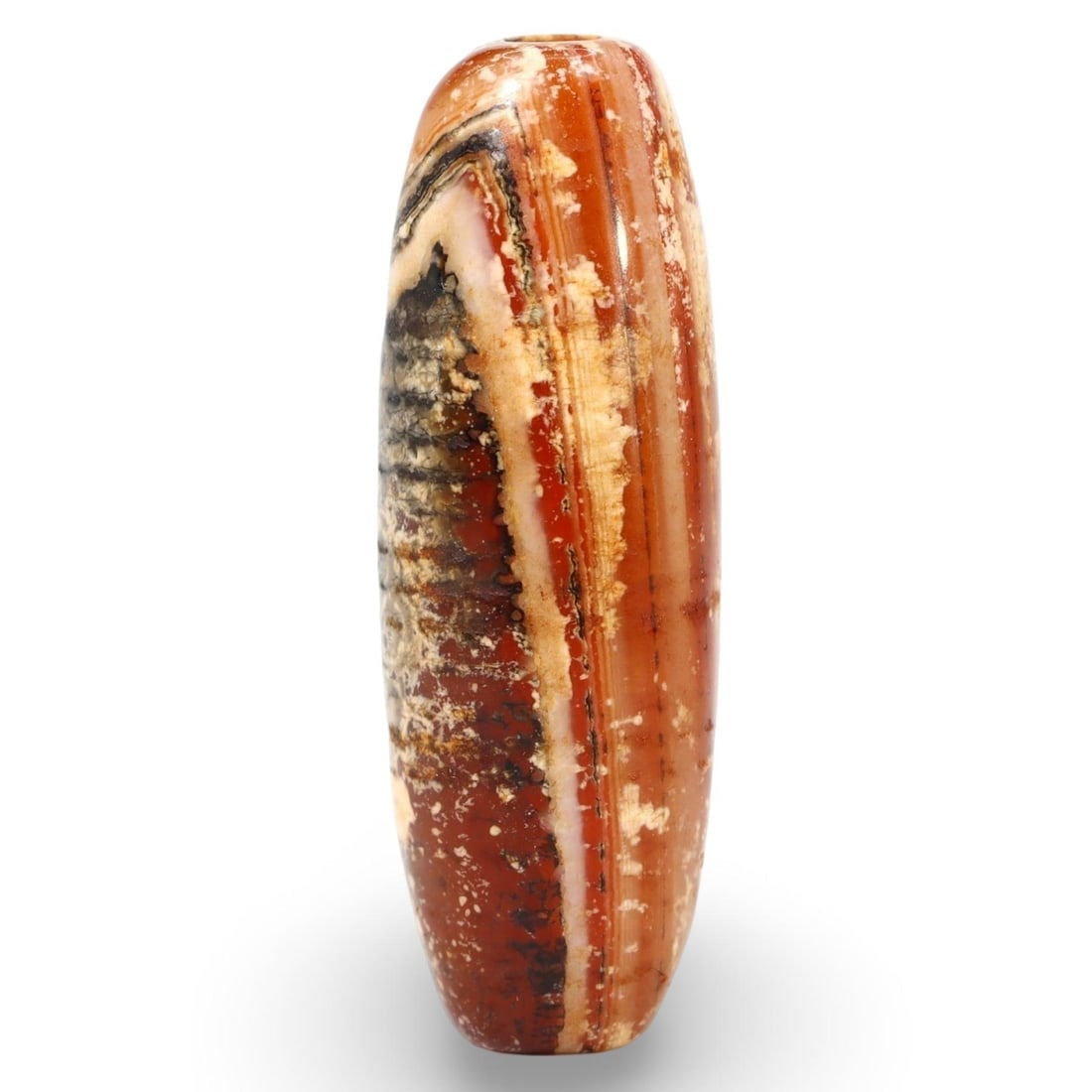 Ancient Late Medieval Sino-Mongolian Cylindrical Carnelian Bead, 14th-17th Century: Ancient Late Medieval Sino-Mongolian Cylindrical Carnelian Bead, 14th-17th Century