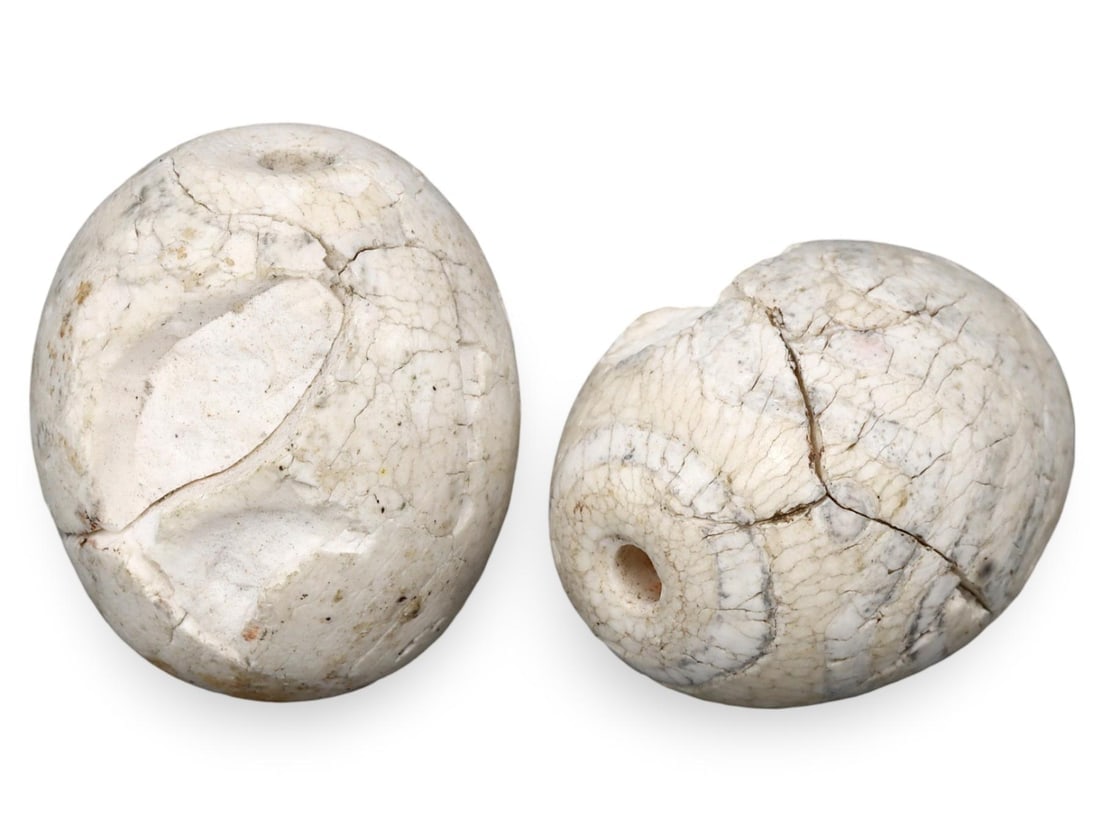 Lot of 2 Ancient Archaeological Stone Bead Artifacts (1 of 1)