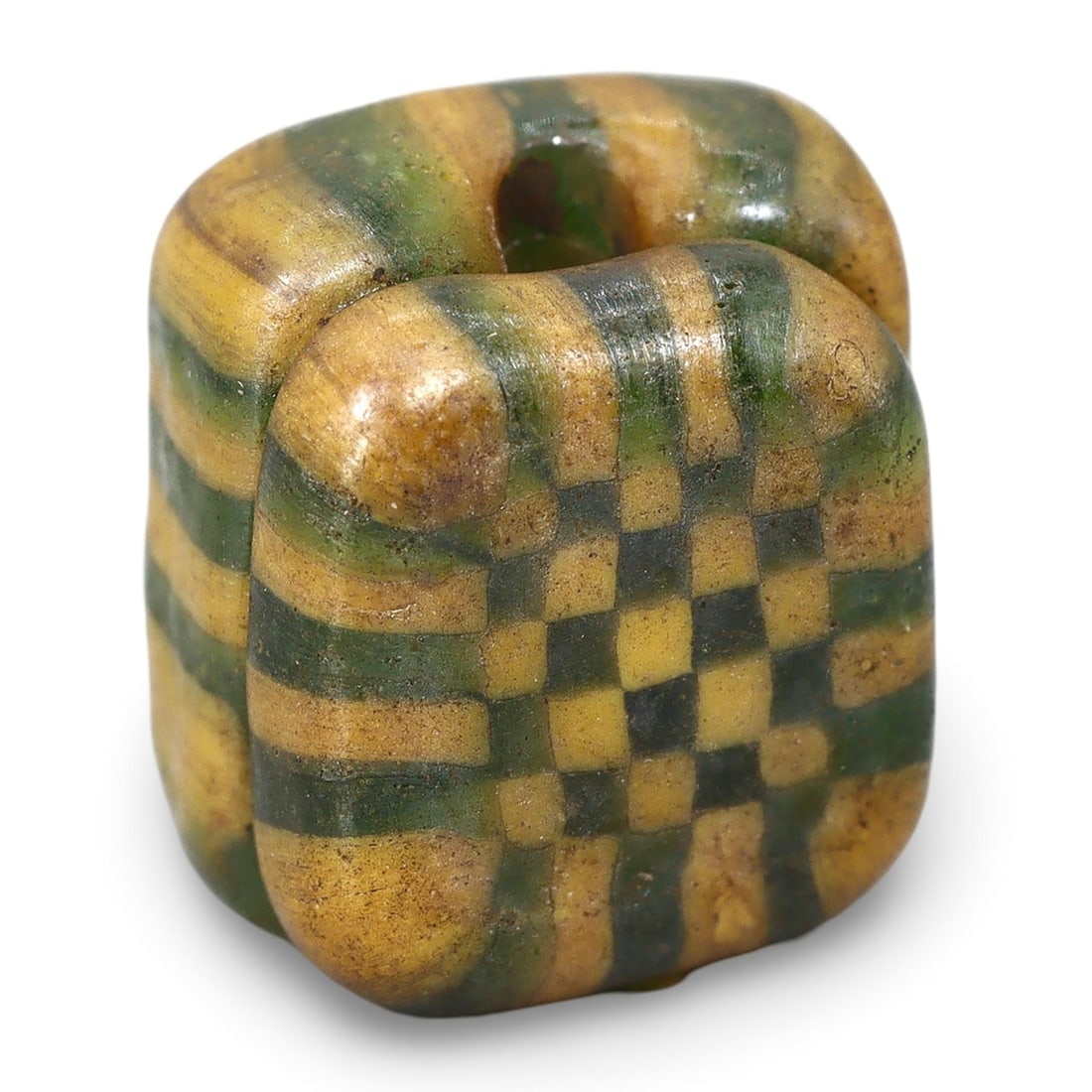 Antique Anglo-Saxon Radiating Stripe Checkerboard Glass Bead (1 of 2)