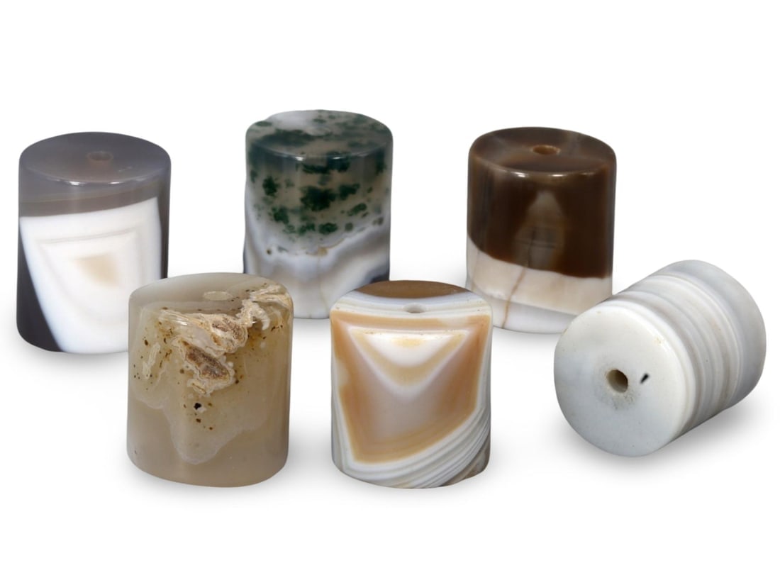 Sino Mongolian Banded Agate Cylinder Beads Collection: Sino Mongolian Banded Agate Cylinder Beads Collection