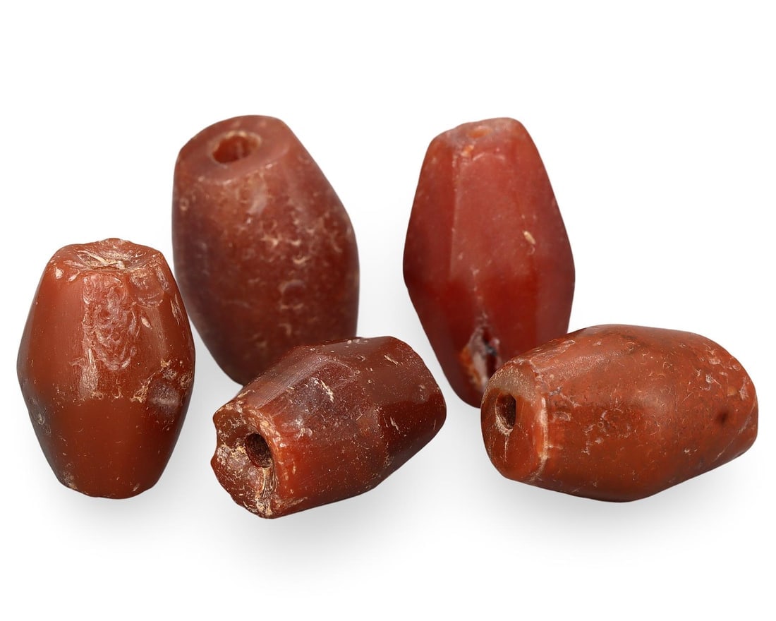 Antique African Tribal Edo Carnelian Agate Trade Beads: Antique African Tribal Edo Carnelian Agate Trade Beads