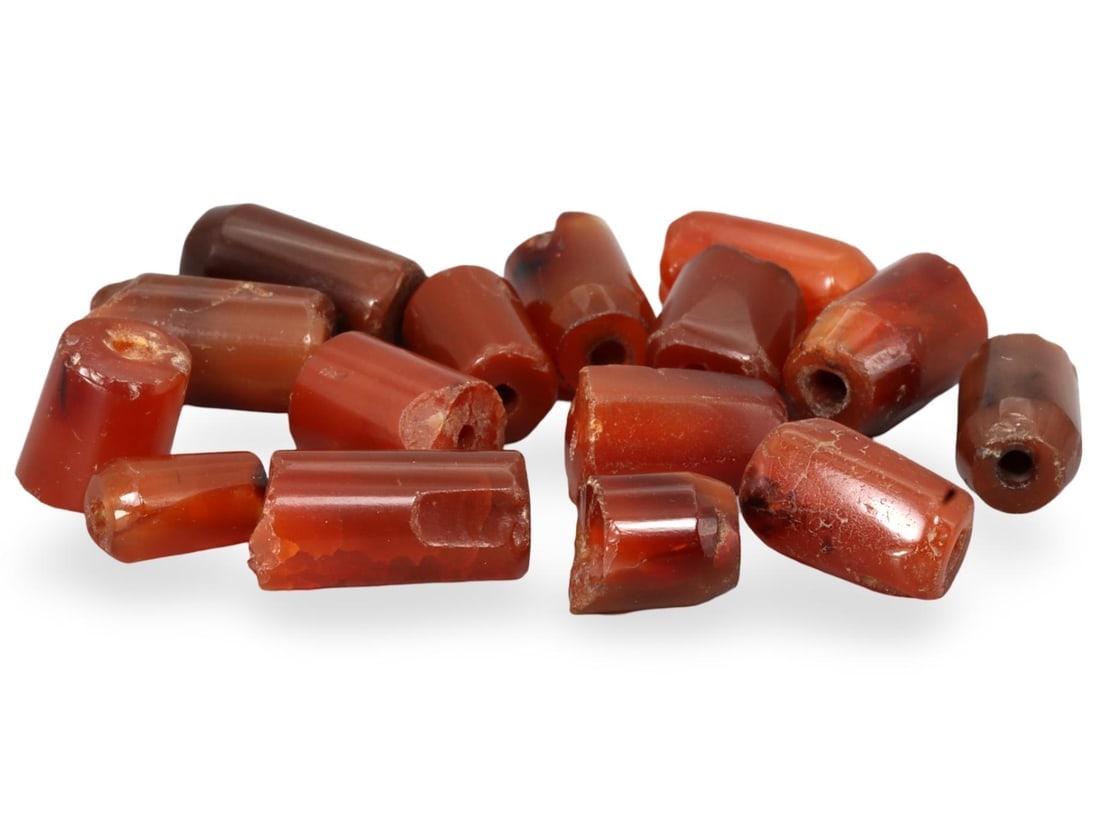 Antique African Tribal EdoCarved Carnelian Trade Beads: Antique African Tribal EdoCarved Carnelian Trade Beads