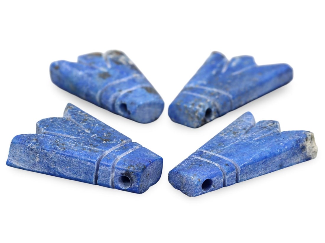 Antique Coptic Byzantine Egyptian Carved Lapis Lazuli Pillar Amulets: Antique Coptic Byzantine Egyptian Carved Lapis Lazuli Pillar Amulets