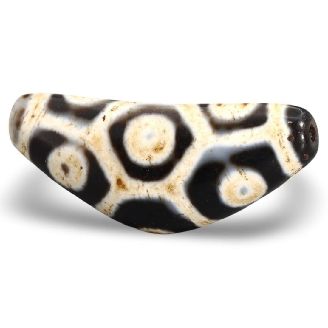 Post Medieval Sino-Tibetan Etched Tortoise Back Bow Amulet Bead, 18th-20th Century (1 of 1)