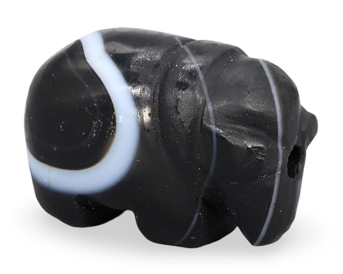 Ancient Medieval Burmese Pyu Pagan Agate Zoomorphic Elephant Amulet Bead, 9th-13th Century: Ancient Medieval Burmese Pyu Pagan Agate Zoomorphic Elephant Amulet Bead, 9th-13th Century