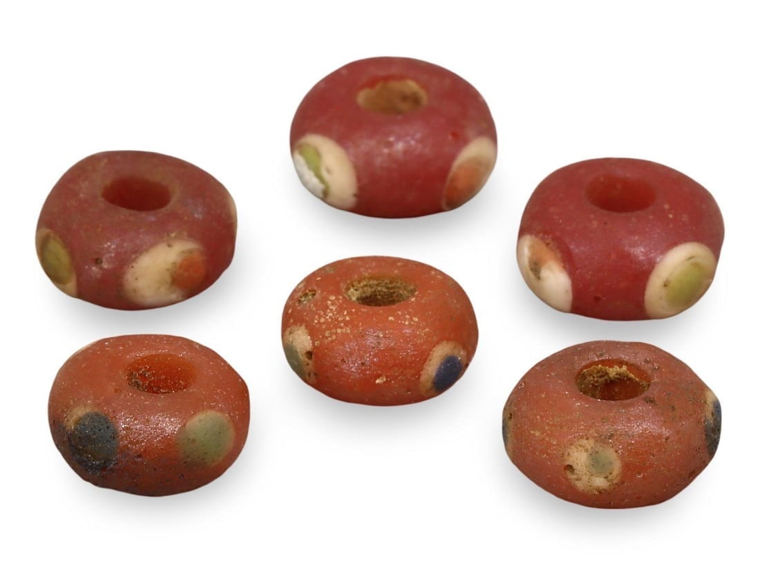 Ancient Carthaginian Stratified Knobbed Eye Glass Beads, 3rd-1st Century BC: Ancient Carthaginian Stratified Knobbed Eye Glass Beads, 3rd-1st Century BC