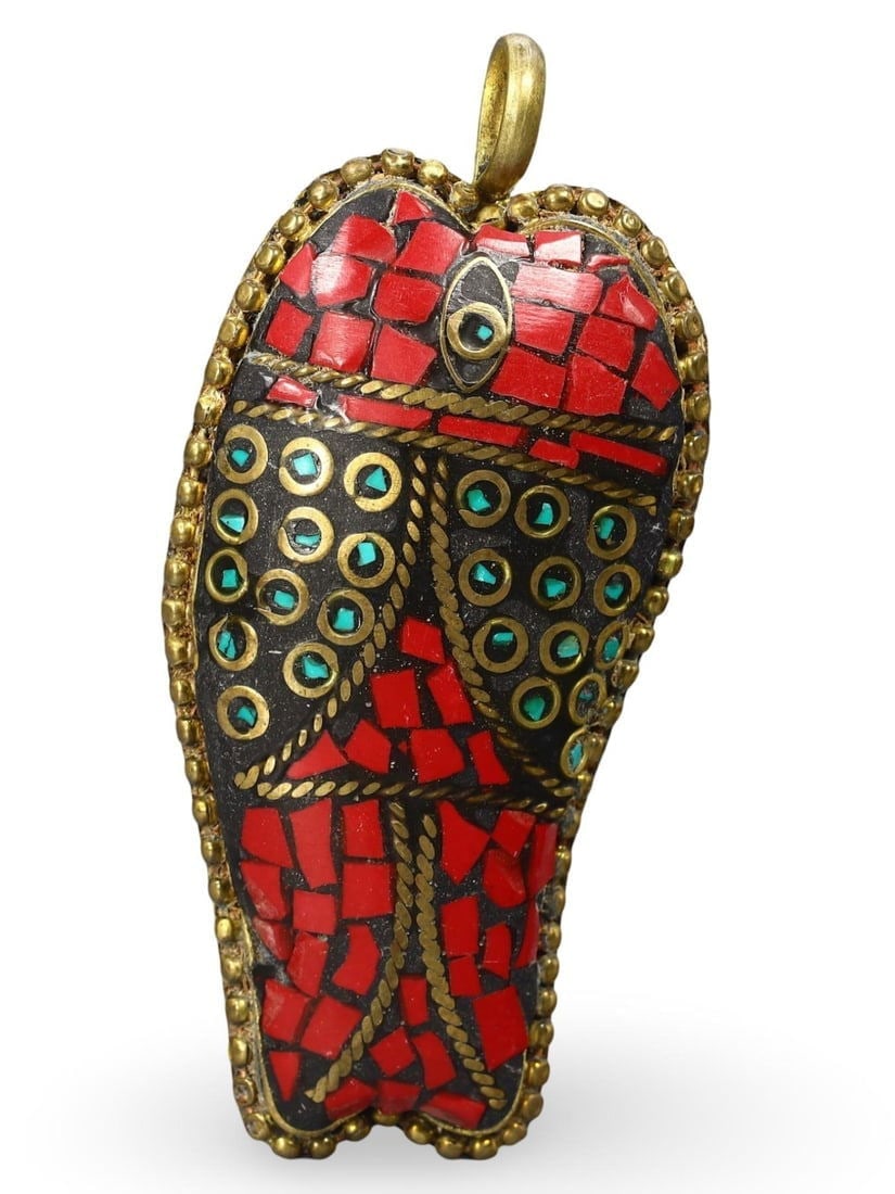 Post Medieval Indo-Himalayan Gold Gilt Amulet Pendant, 20th Century (1 of 2)