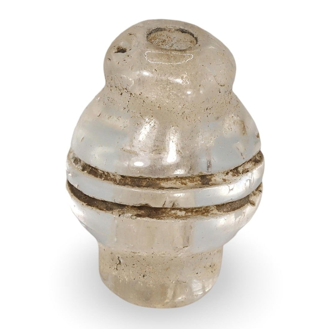 Ancient Medieval Egyptian Fatimid Carved Crystal or Glass Bead, 9th-10th Century: Ancient Medieval Egyptian Fatimid Carved Crystal or Glass Bead, 9th-10th Century