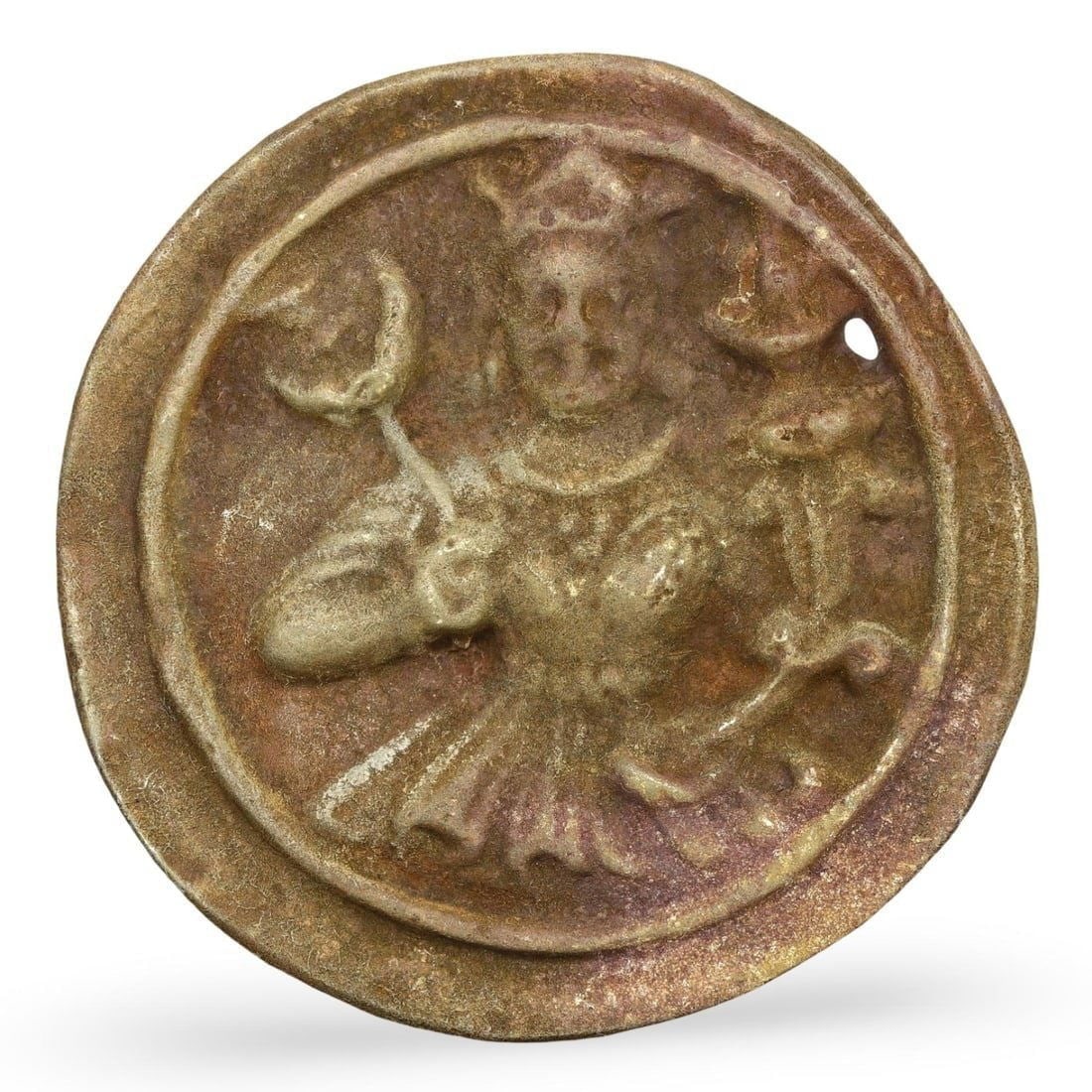 Post Medieval Indo-Himalayan Bronze Hindu Votive Medallion, 17th-20th Century: Post Medieval Indo-Himalayan Bronze Hindu Votive Medallion, 17th-20th Century