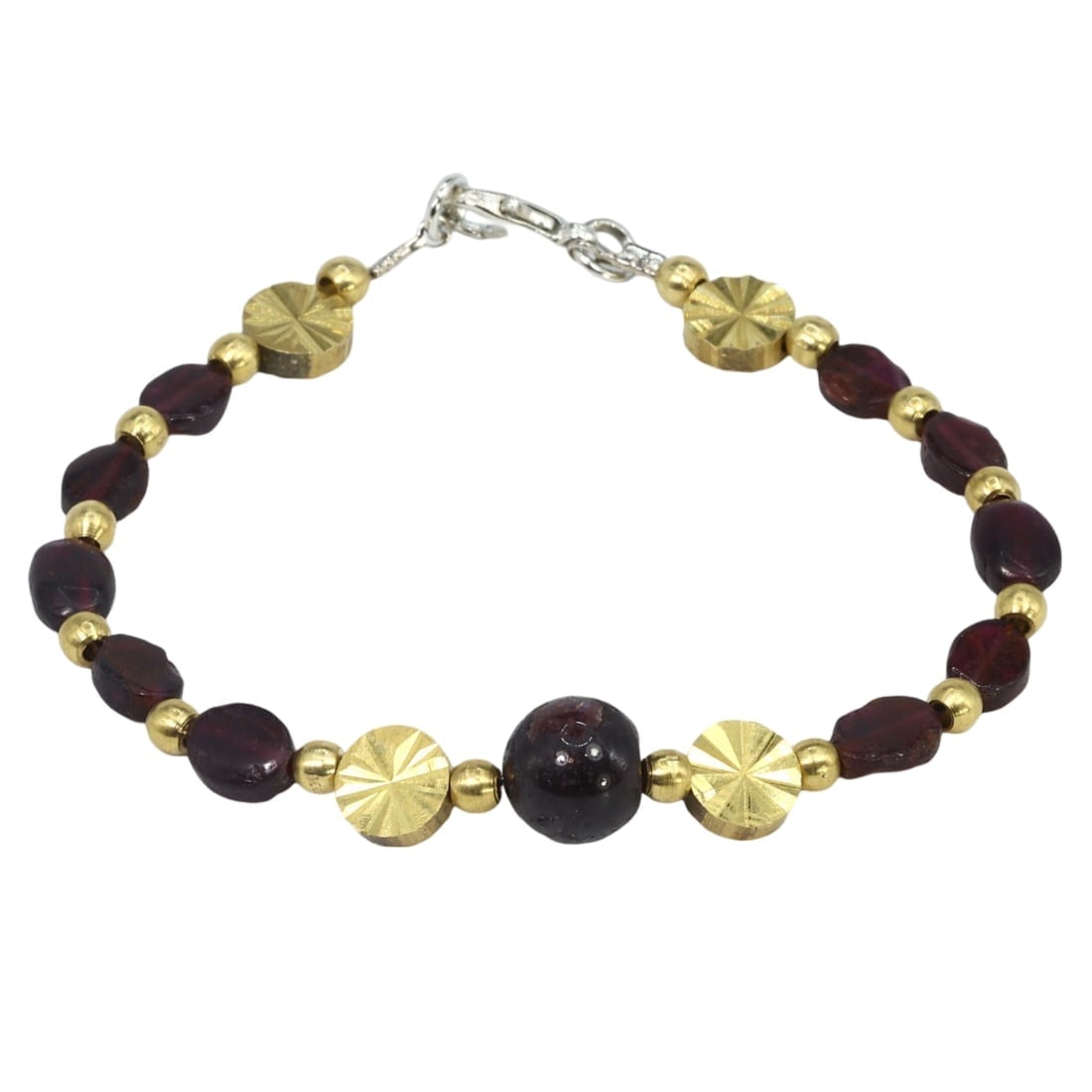 Antique Anglo-Saxon Carved Garnet Beads Bracelet with Modern Gilt Ornaments (1 of 1)