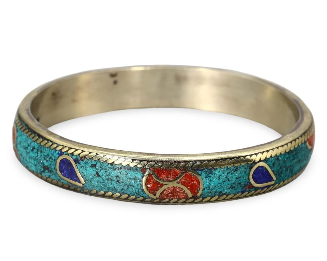 Post Medieval Indo-Himalayan Silver Gilt Bracelet Bangle, 20th Century (1 of 2)