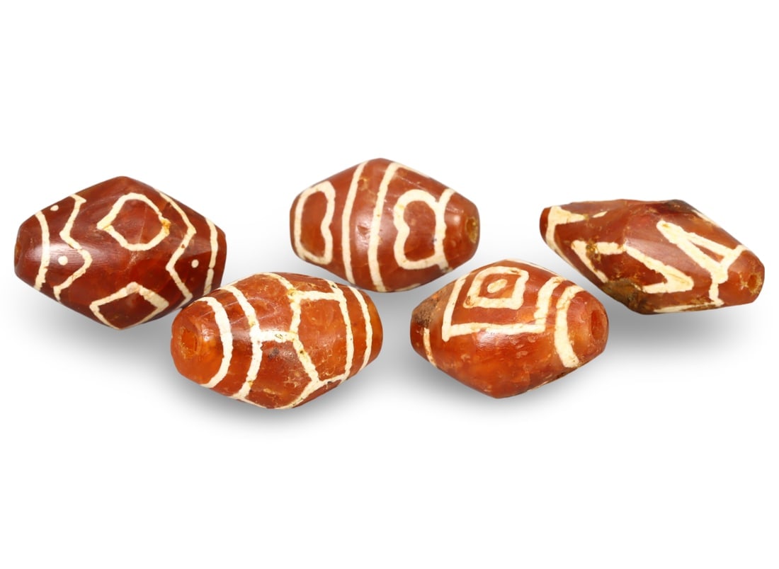 Lot of Antique Sino-Tibetan Etched Carnelian dZi Beads (1 of 1)
