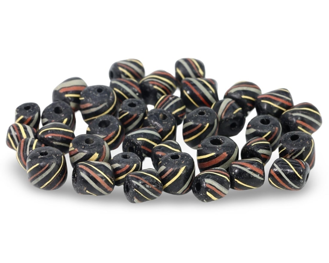 Lot of Antique African Striking Multi-Colored Chevron Trade Beads (1 of 1)