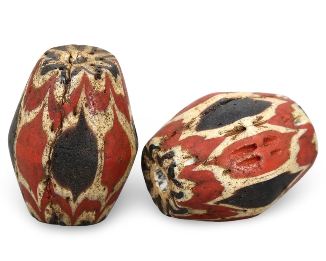 Antique Venetian Chevron Art Glass Trade Beads: We are delighted to present an extraordinary collection of jewelry and artifacts spanning various historic European periods. Our selection ranges from Ancient Roman, Byzantine, and Early Medieval to L