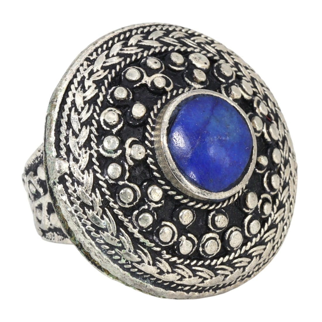 Antique Qajar Dynasty Silver-Gilt Cocktail Ring with Center Stone (1 of 2)