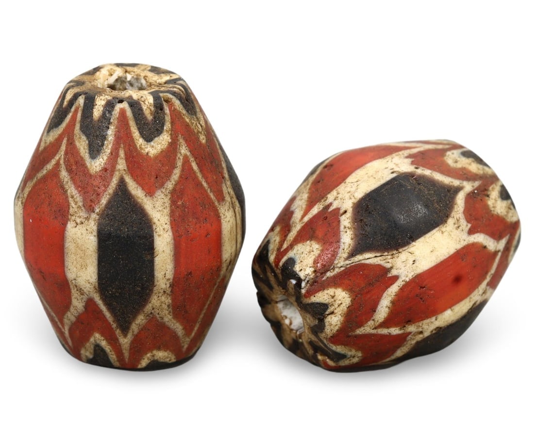 Antique Venetian Chevron Art Glass Trade Beads: We are delighted to present an extraordinary collection of jewelry and artifacts spanning various historic European periods. Our selection ranges from Ancient Roman, Byzantine, and Early Medieval to L