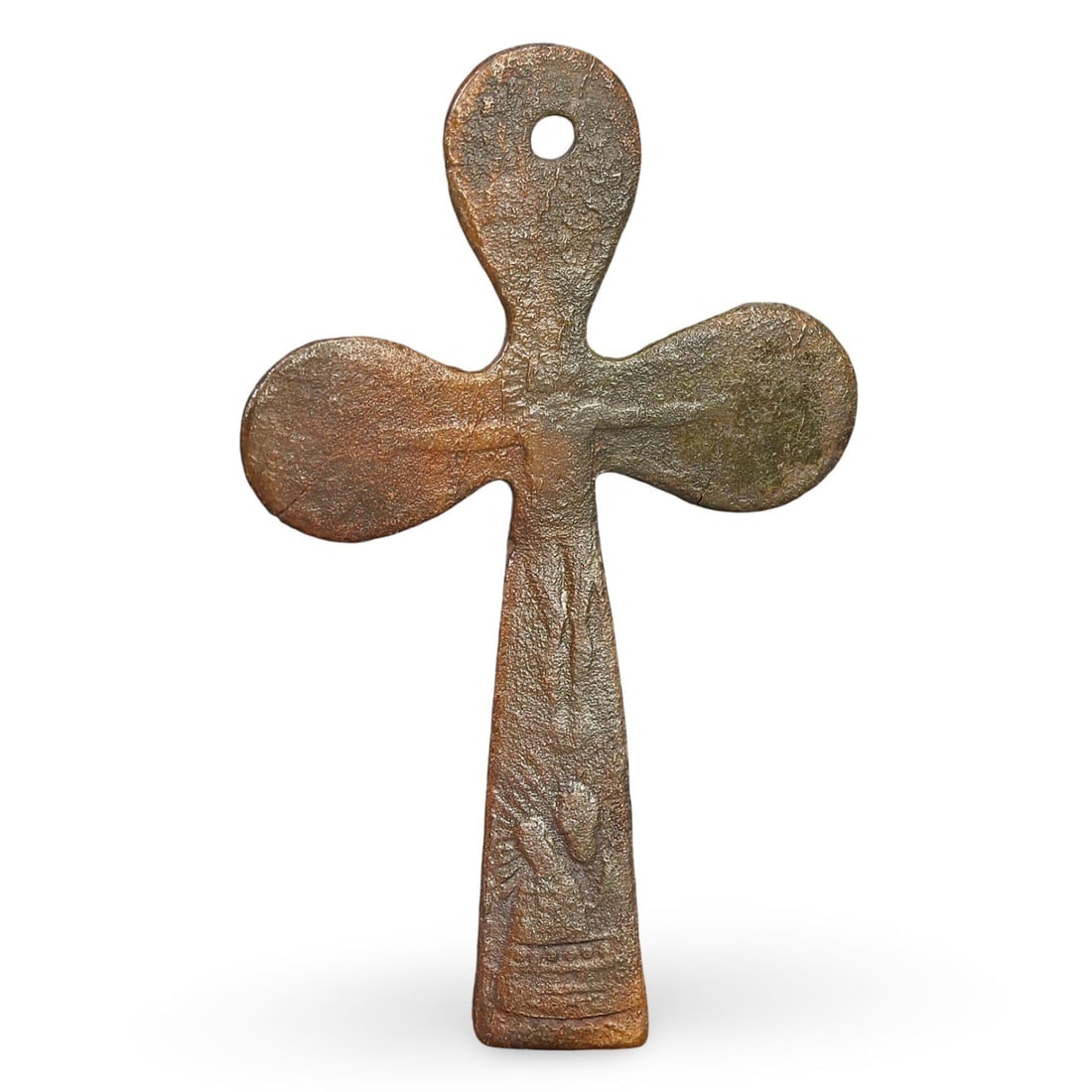 Antique Bronze Cross Pendant with Ornate Geometric Detailing (1 of 2)