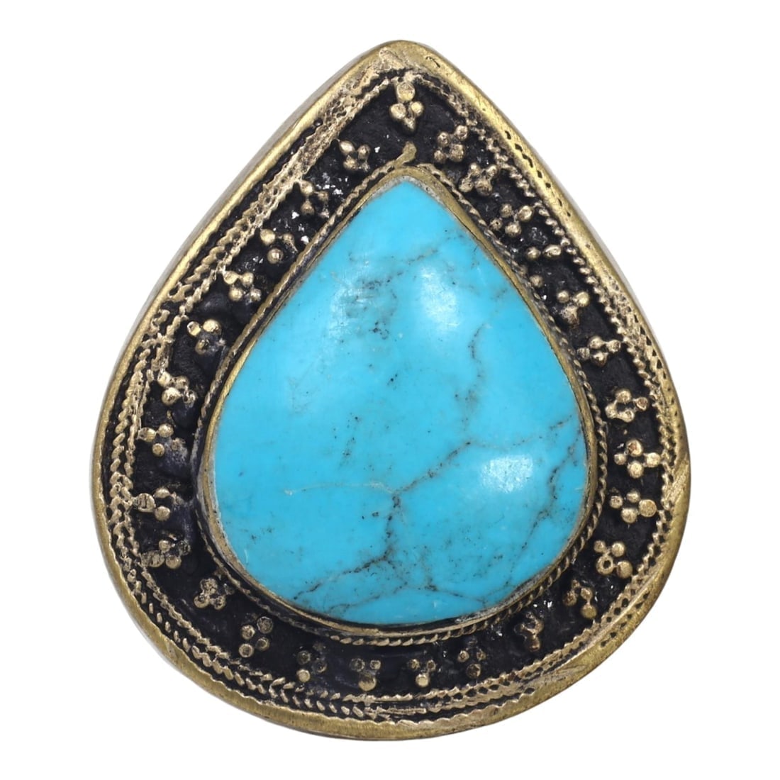 Antique Qajar Dynasty Silver-Gilt Cocktail Ring with Center Stone (1 of 2)