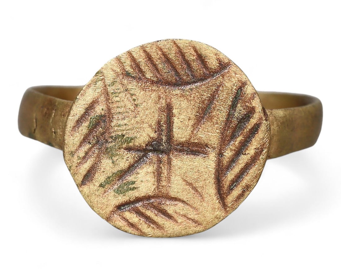 Authentic Ancient Medieval Viking / Celtic / Anglo-Saxon Bronze Ring, US 10.25 (1 of 2)