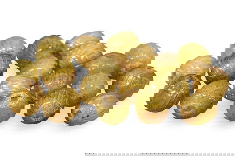 Lot of Antique Sino-Siberian Gold Leaf Amber Glass Beads: We are delighted to present an extraordinary collection of jewelry and artifacts spanning various historic European periods. Our selection ranges from Ancient Roman, Byzantine, and Early Medieval to L