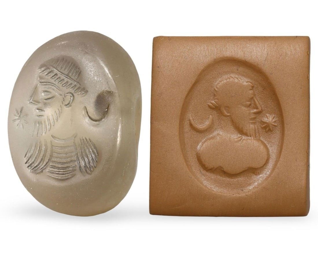 Ancient Sasanian Hemispherical Stamp Seal with Nomadic Figure Intaglio, 3rd-7th Century AD: We are delighted to present an extraordinary collection of jewelry and artifacts spanning various historic European periods. Our selection ranges from Ancient Roman, Byzantine, and Early Medieval to L