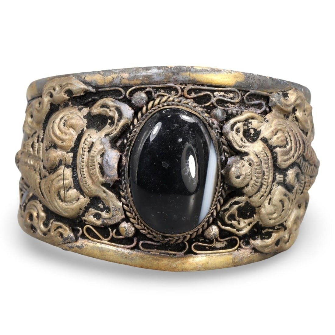 Post Medieval Sino-Mongolian Gold Gilt Filigree Cuff Bracelet (1 of 4)