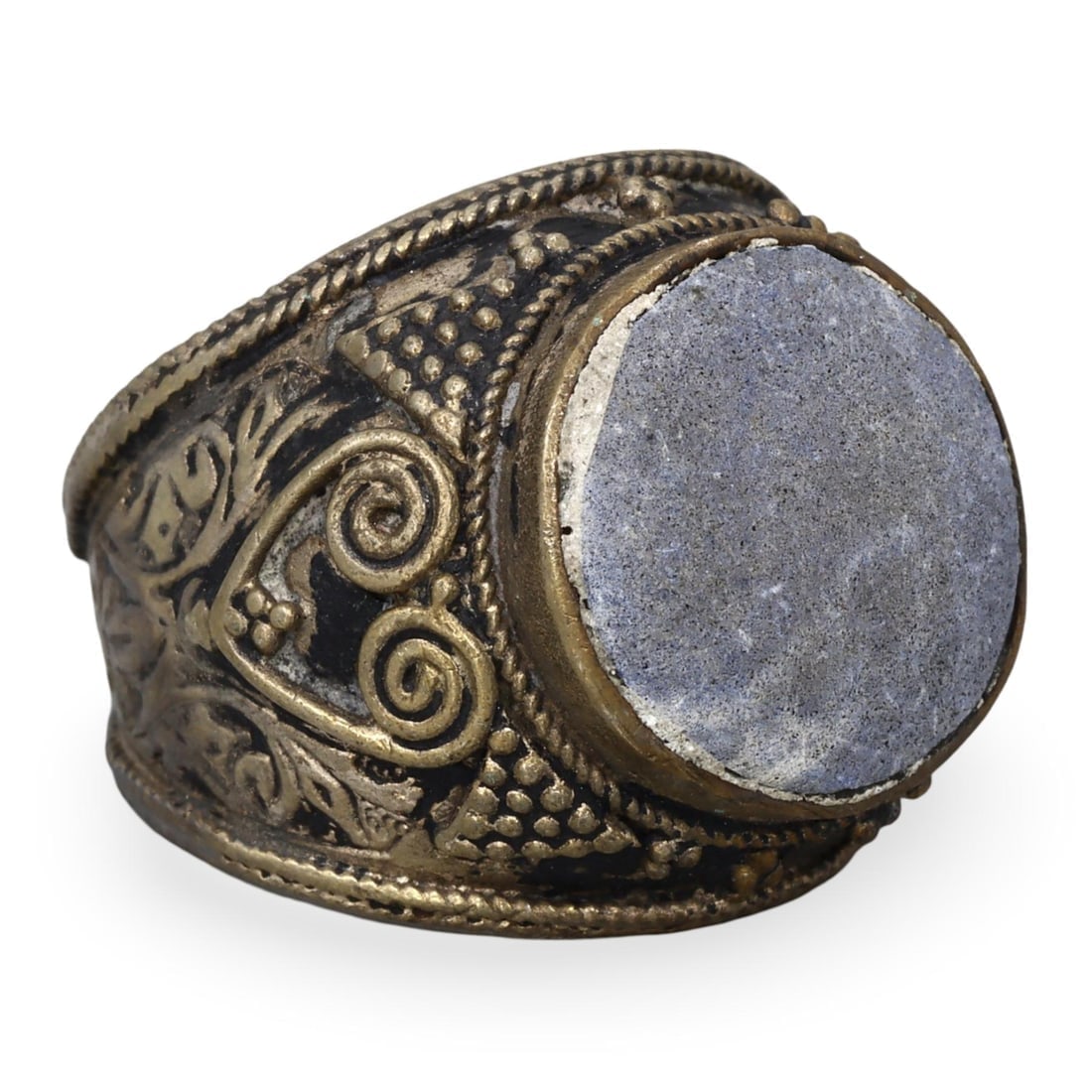 Antique Qajar Dynasty Silver-Gilt Cocktail Ring with Center Stone (1 of 3)