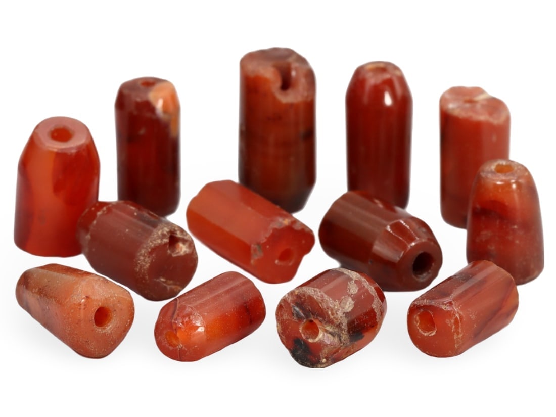 Antique African Tribal EdoCarved Carnelian Trade Beads: Antique African Tribal EdoCarved Carnelian Trade Beads