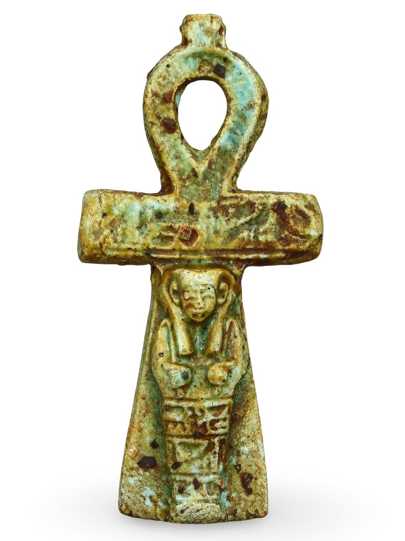 Antique Post Medieval Egyptian Egyptian Faience Ankh, Symbol Of Life