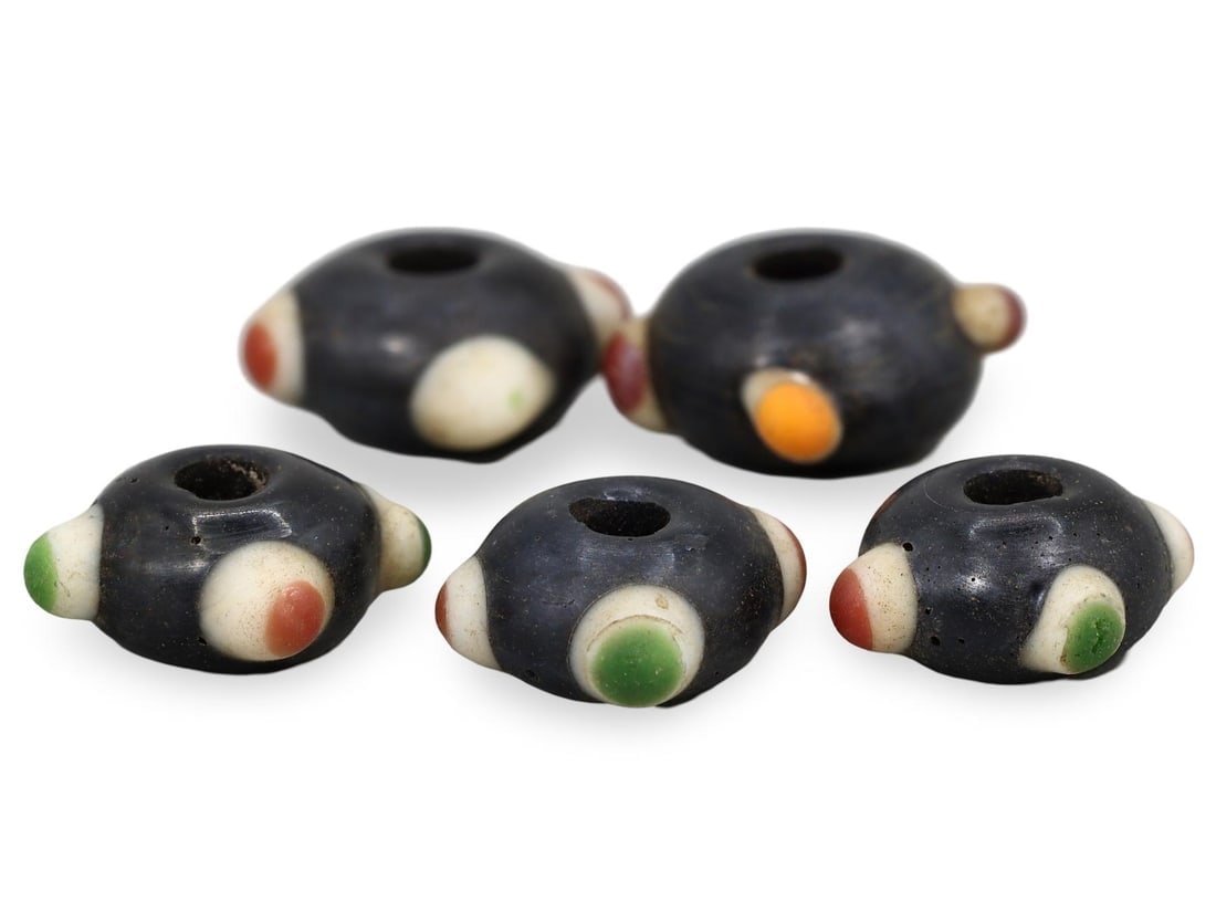 Ancient Carthaginian Stratified Knobbed Eye Glass Beads, 3rd-1st Century BC: Ancient Carthaginian Stratified Knobbed Eye Glass Beads, 3rd-1st Century BC