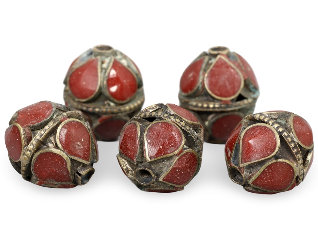 Post Medieval Qajar Dynasty Enanel Inlaid Brass Jewelry Beads, 19th-20th Century (1 of 1)