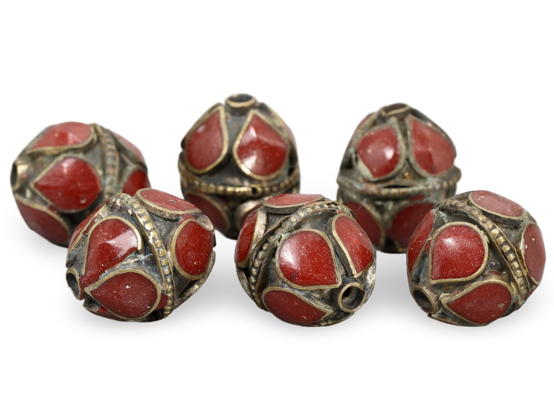 Post Medieval Qajar Dynasty Enanel Inlaid Brass Jewelry Beads, 19th-20th Century (1 of 1)