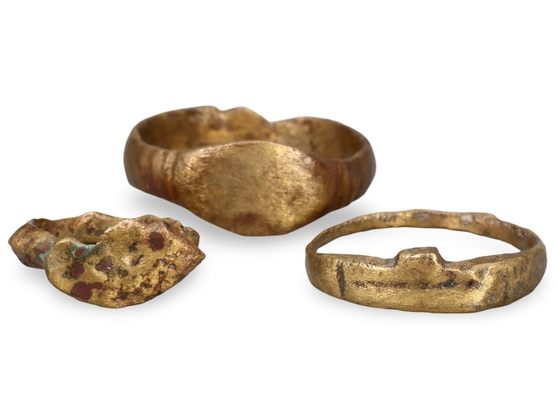 Ancient Medieval Bronze Rings with Unique Band Designs (1 of 2)