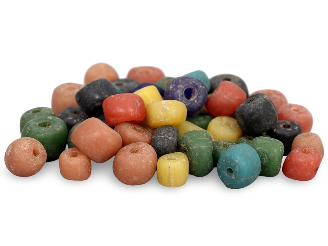 Lot of Antique Tribal African Monochrome Glass Beads: Are you searching to buy authentic ancient coins, medieval relics, or antique jewelry for sale? Look no further! Our upcoming auction features an exceptional collection of authentic ancient Roman coin