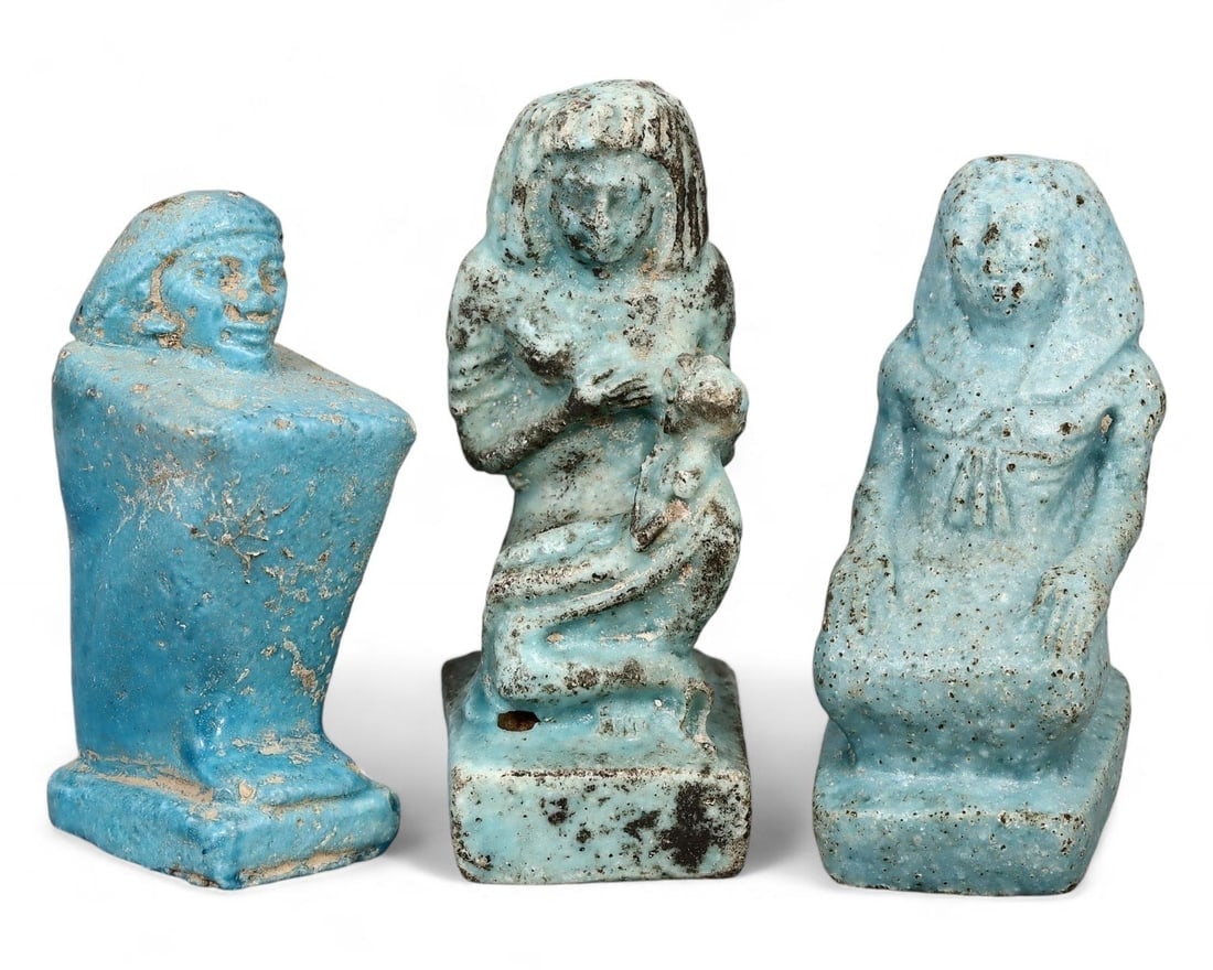 Lot of Post Medieval Egyptian Grand Tour Faience Amulets Figurine: NO RESERVE AUCTION running!! Our upcoming No Reserve Auction offers an incredible collection of authentic ancient Roman coins, Viking jewelry, and historical artifacts spanning millennia. This is a ra