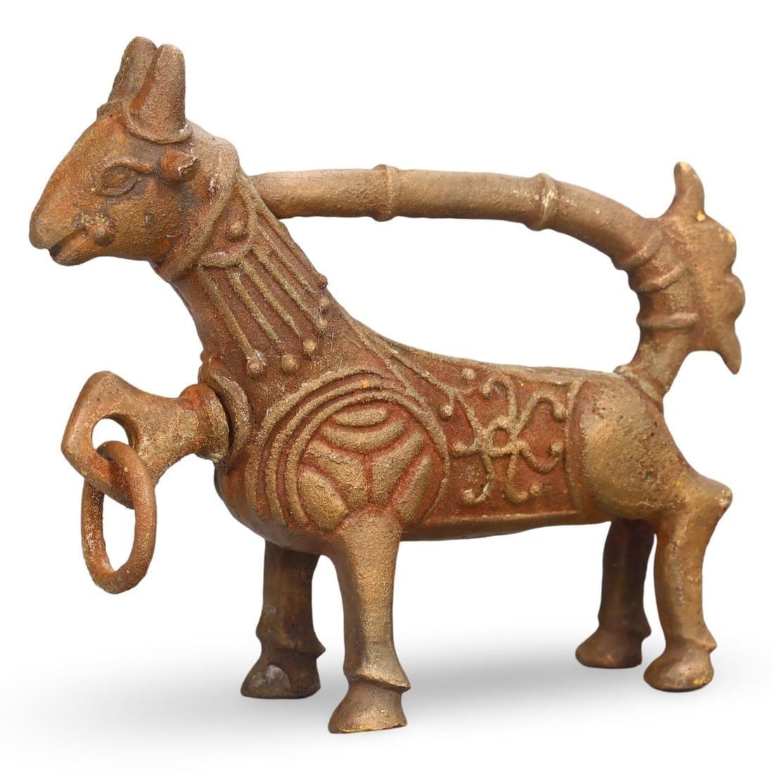 Ancient Bronze Zoomorphic Lock in the Shape of a Stylized Goat - 1st Millennium BCE: NO RESERVE AUCTION running!! Our upcoming No Reserve Auction offers an incredible collection of authentic ancient Roman coins, Viking jewelry, and historical artifacts spanning millennia. This is a ra